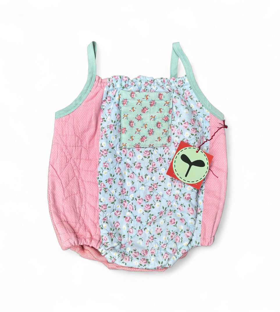 Sproutling One Piece Quilted pink & blue flowers