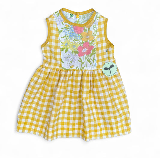 A Wildflower Dress Yellow Checker/60's Floral Print